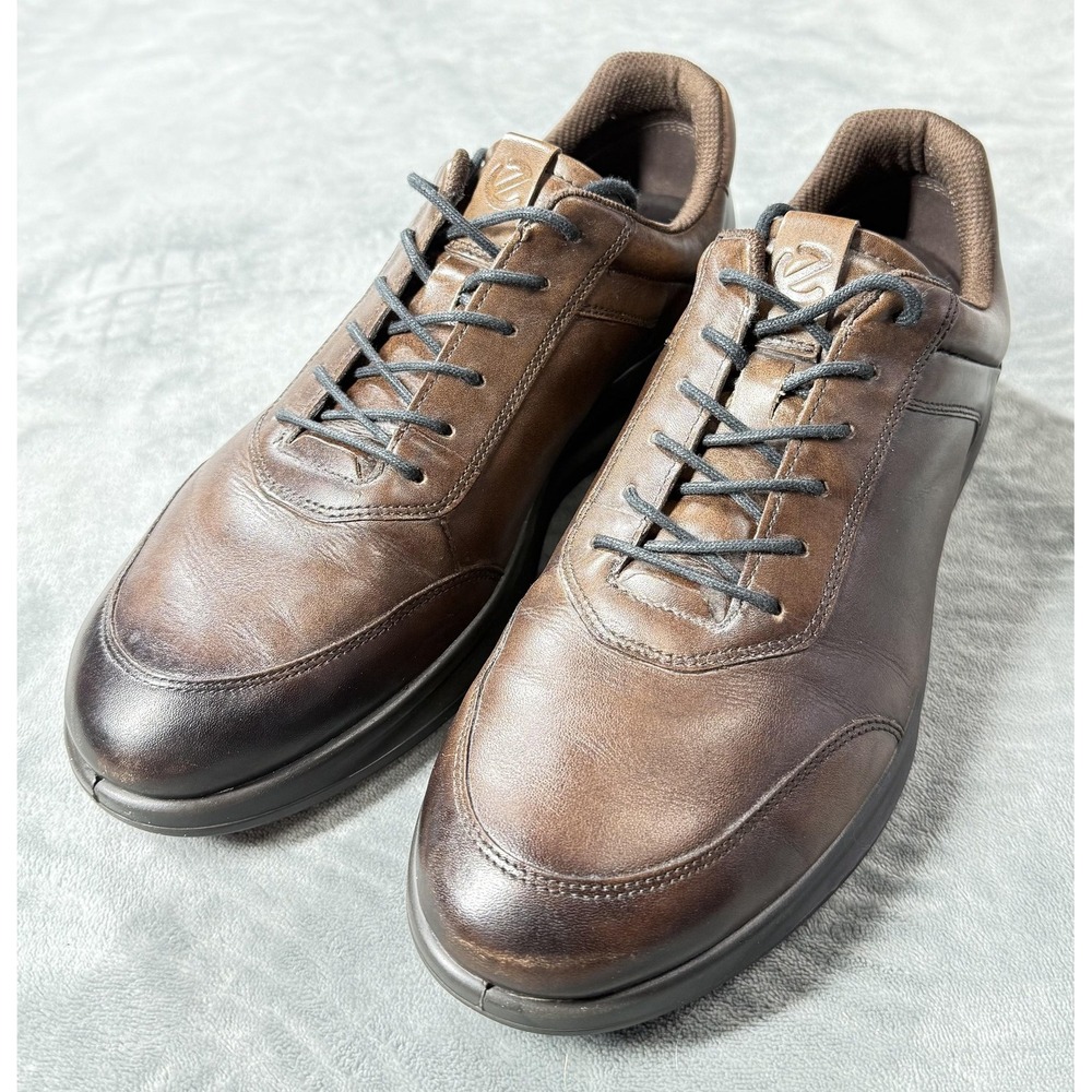 ECCO Shoes Mens Size 11 Brown Leather Lace Up Casual Comfort Sneakers EU 45